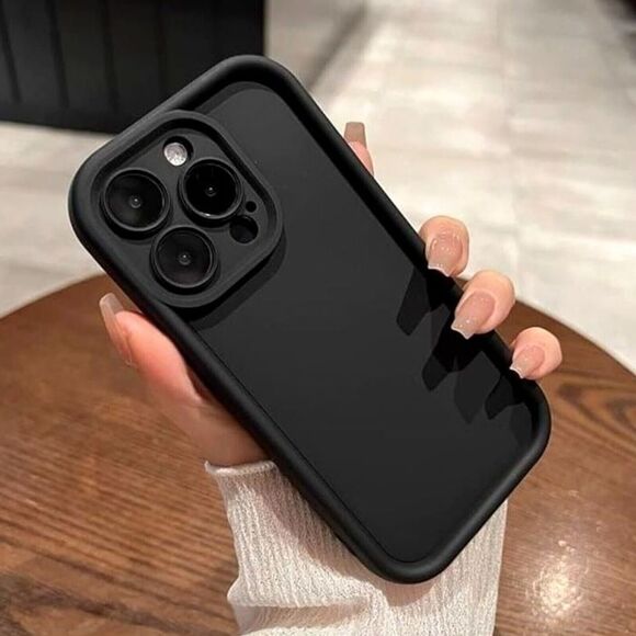 For iPhone 15 Pro Silicone Rubber Black Case with Camera Protection Anti-Scratch - Picture 3 of 7